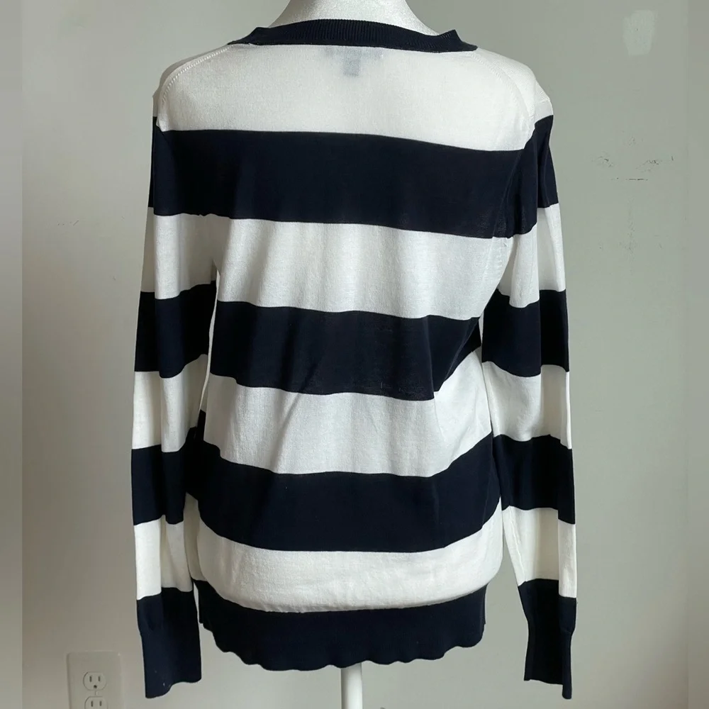 J. Crew Navy and White Striped Shirt Size Small
